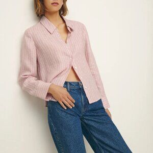 Reformation Sky Relaxed Linen Top Babygirl Stripe - Size XS